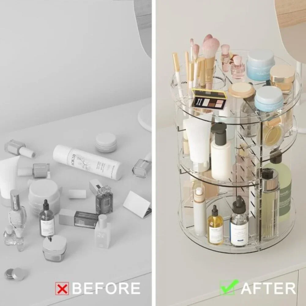 New Rotating Makeup Organizer, 8-Layer DIY Skincare & Cosmetic Storage Tray
